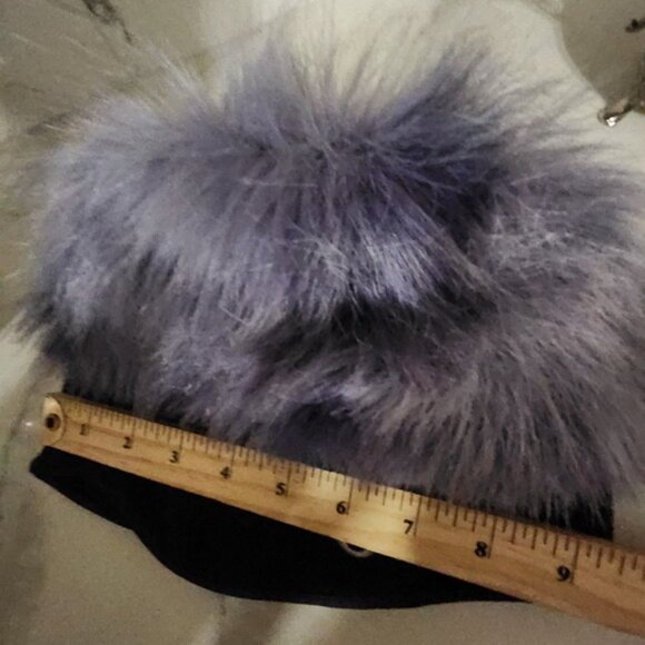 Conte of Florence Black Fleece Lavender‎ Faux Fur Winter Hat Made in Italy Logo main image 6
